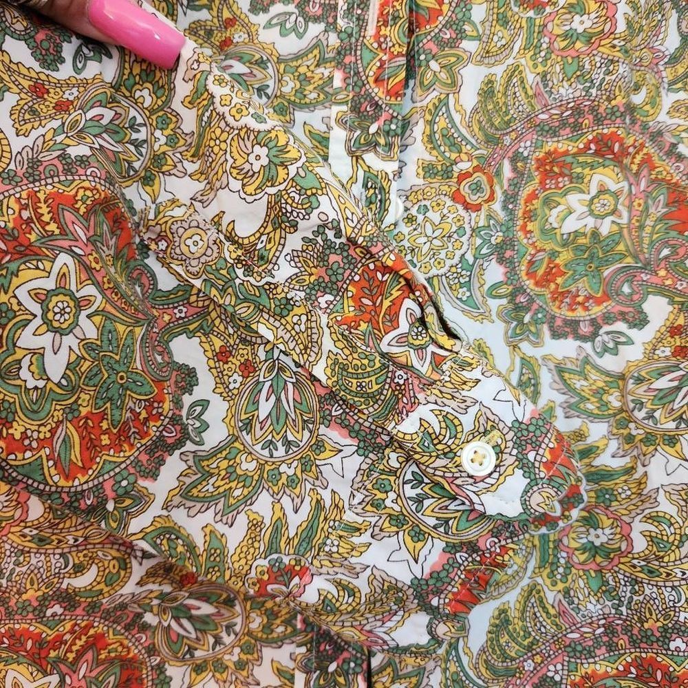 Talbots Paisley Button Down Multi Color Cotton Sh… - image 3